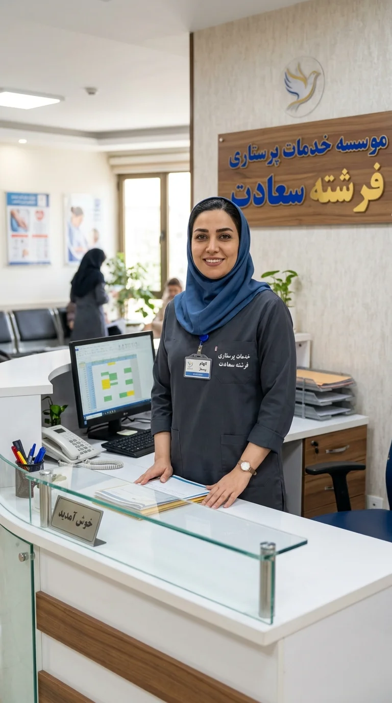 پرستار در حال مراقبت از سالمند در منزل